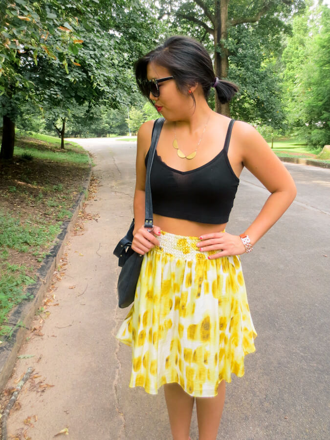 outfit post: asos crop top, the limited skirt, neva opet purse | tide & bloom