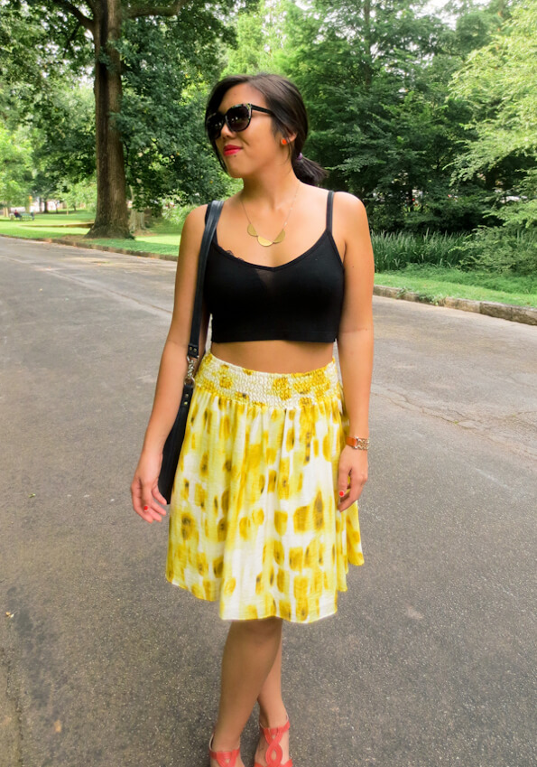 outfit post: asos crop top, the limited skirt, neva opet purse | tide & bloom